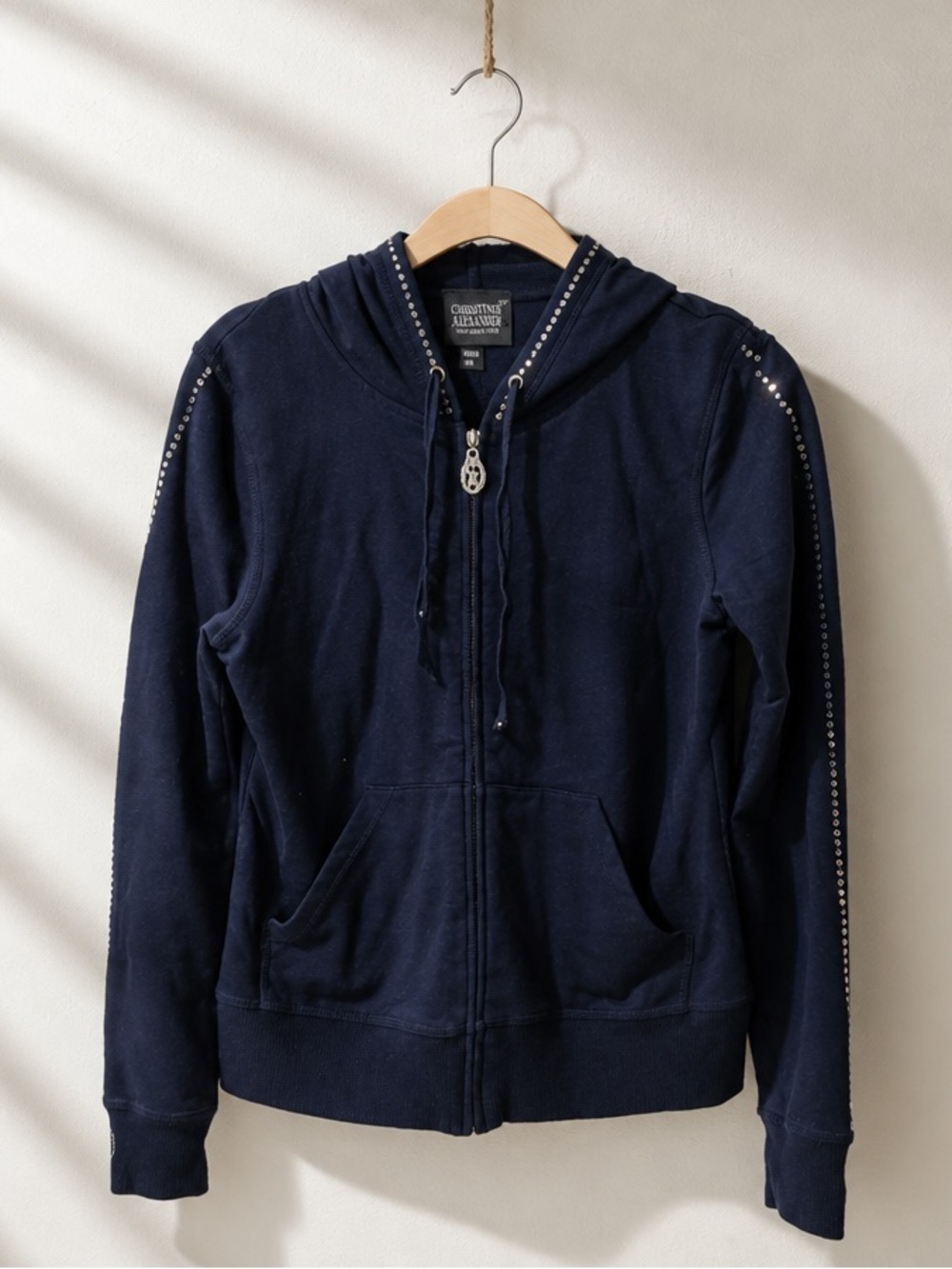 Christine Alexander Navy Zip-Up Hoodie with Stud Trim - Picture 2 of 9